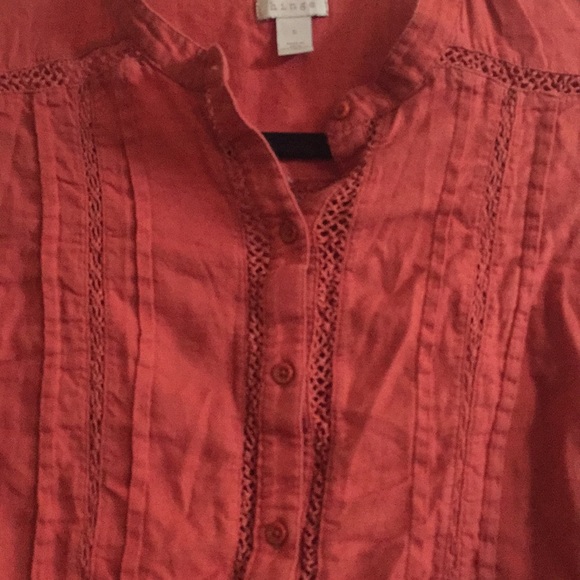 Hinge 3/4 Sleeve Orange Boho Shirt - Picture 2 of 8